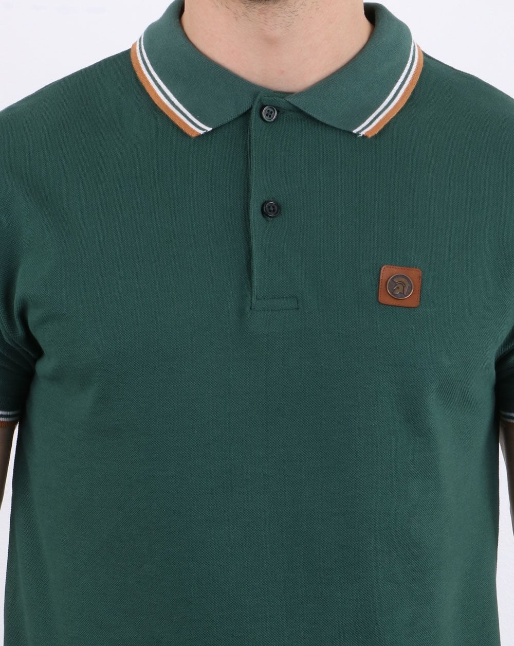 Trojan Tipped Pique Polo Shirt Forest Green - Image 2