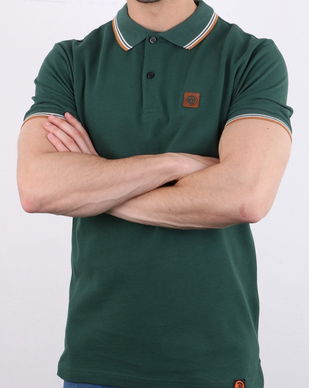 Trojan Tipped Pique Polo Shirt Forest Green - Image 4