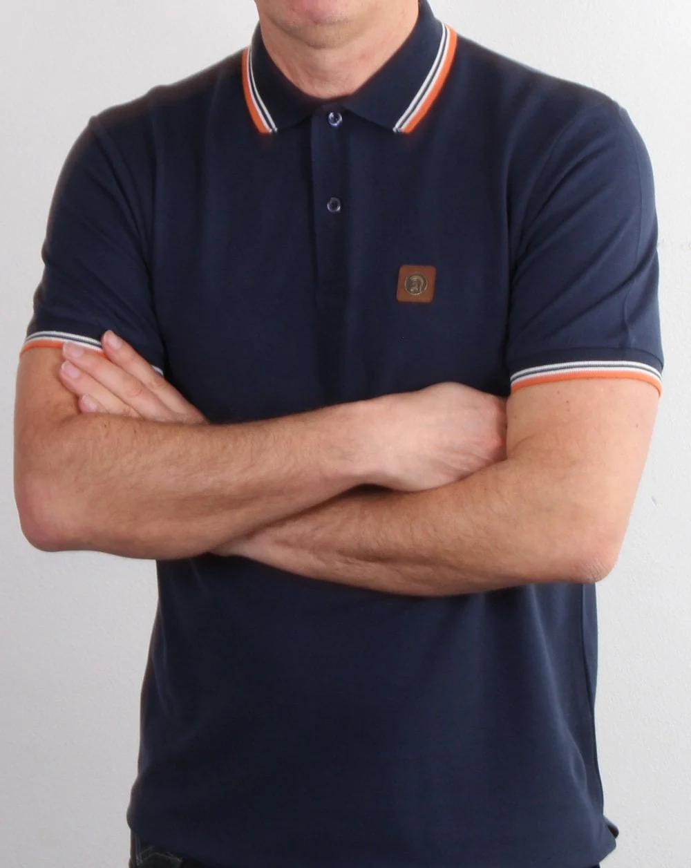 Trojan Tipped Pique Polo Shirt Navy - Image 2