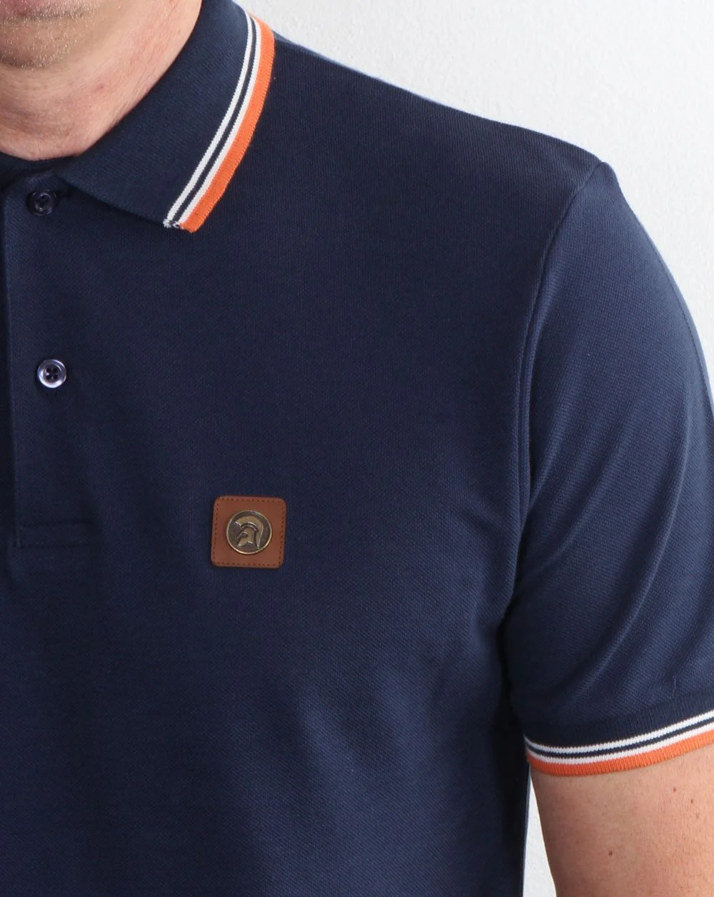 Trojan Tipped Pique Polo Shirt Navy - Image 4