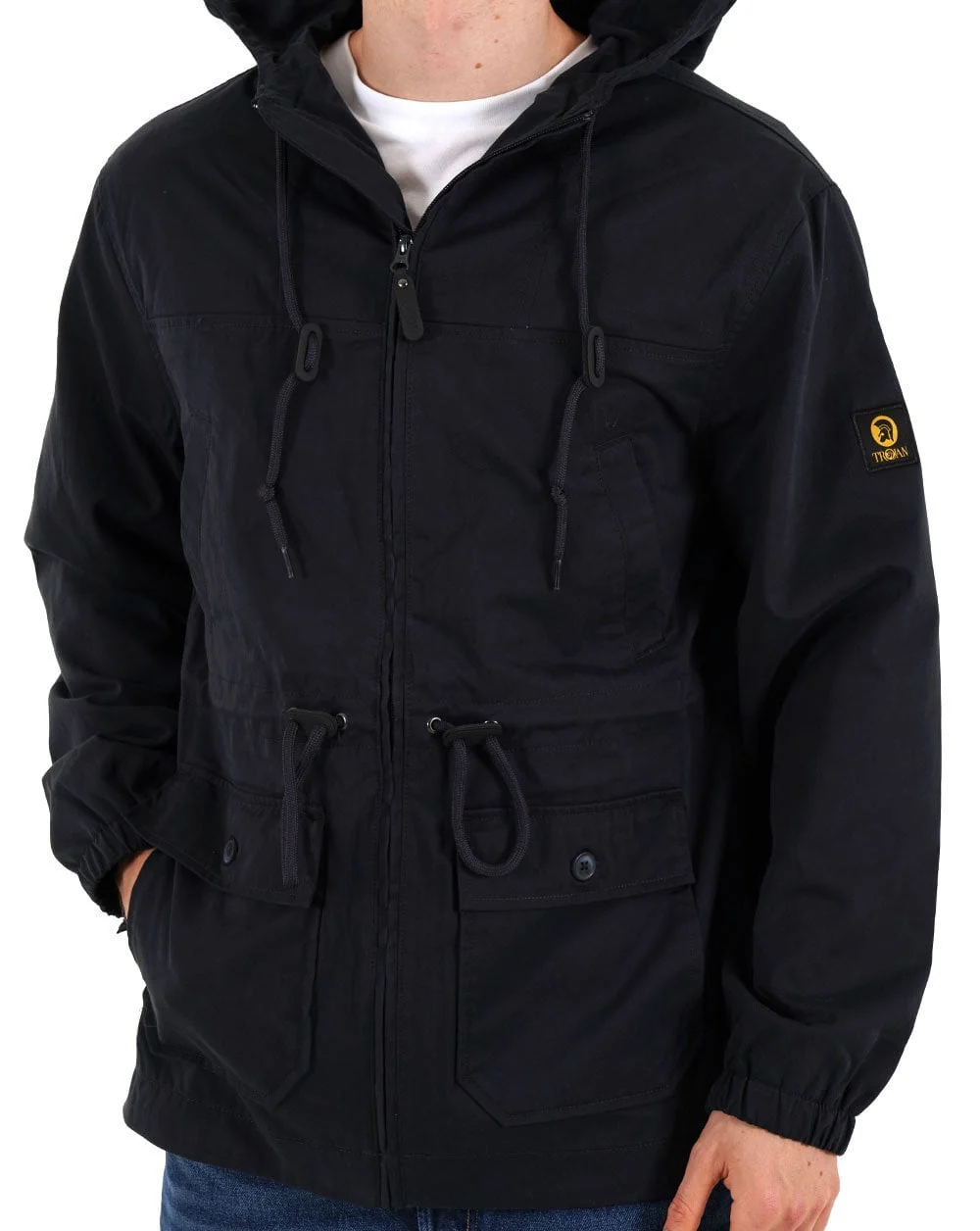 Trojan Twill Badged Parka Navy - Image 3