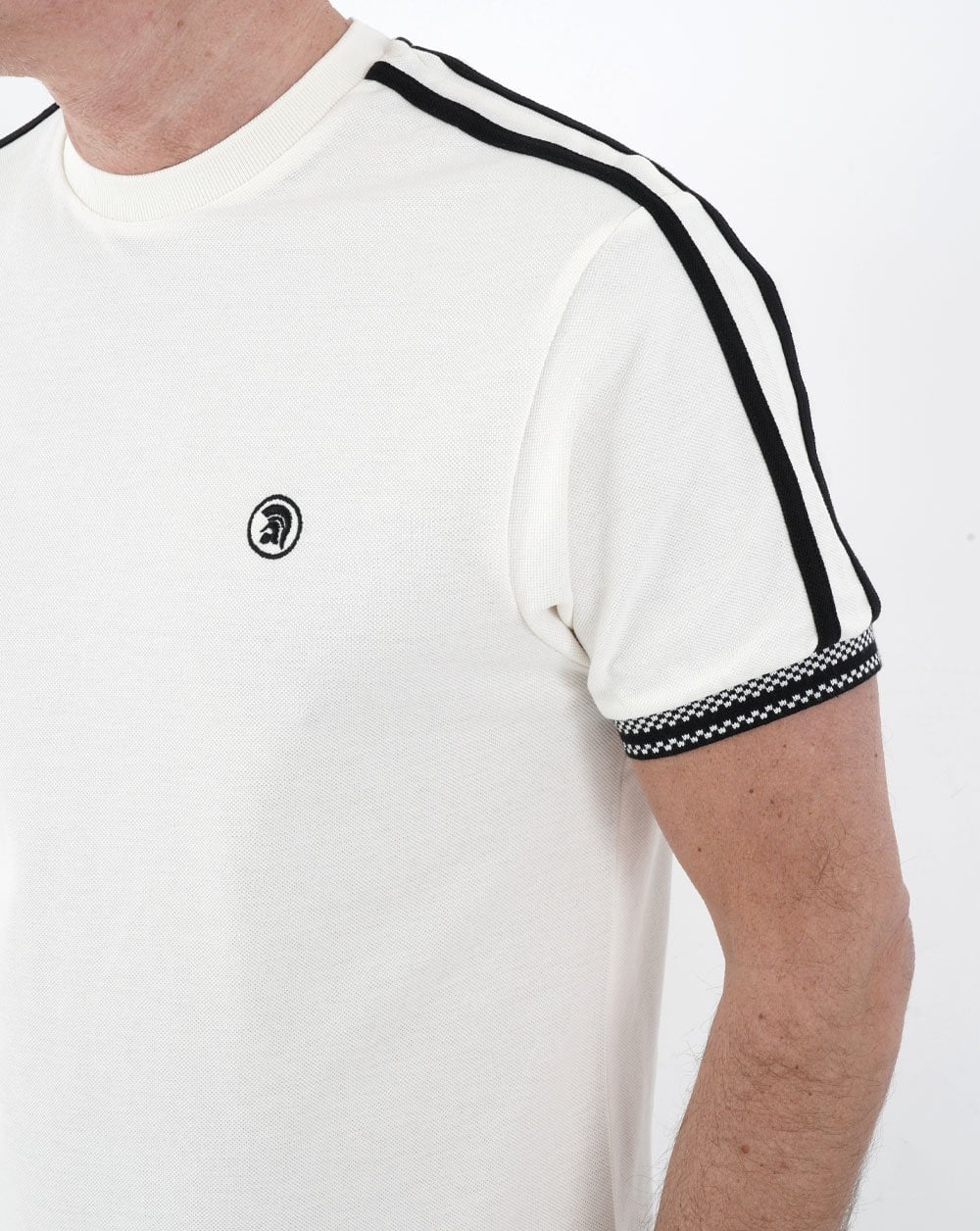 Trojan Twin Stripe T-shirt Ecru - Image 2
