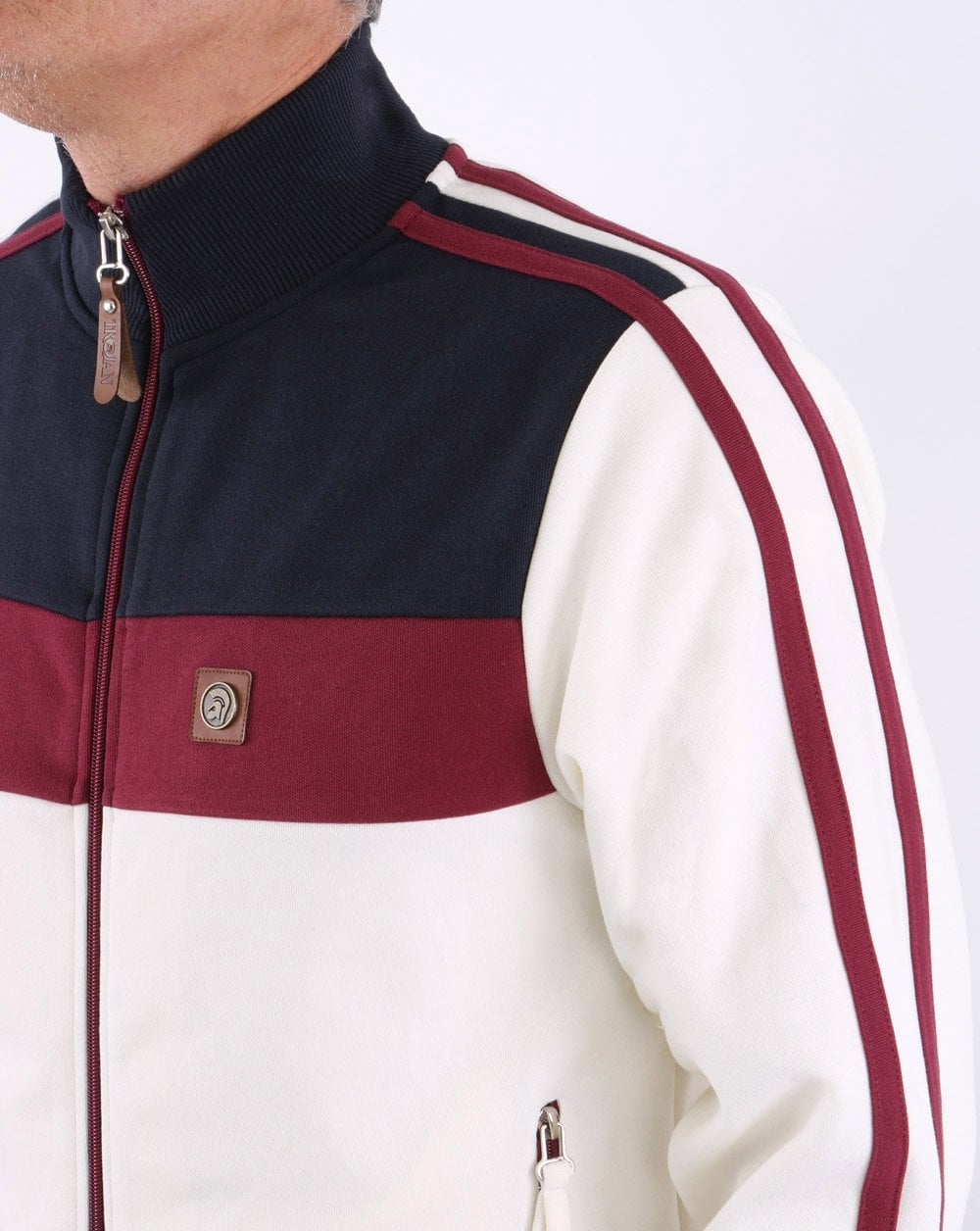 Trojan Twin Stripe Track Top Cream - Image 2