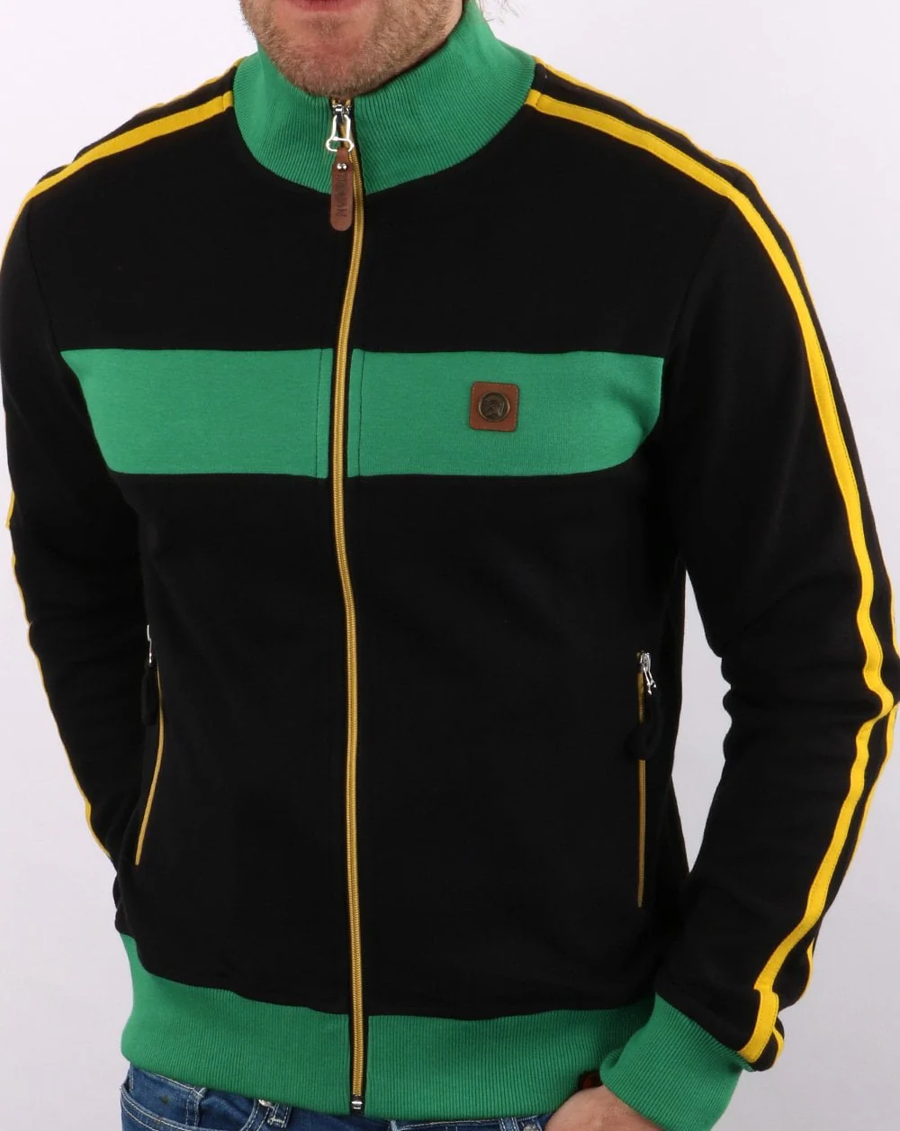 Trojan Twin Stripe Track Top Jamaica - Image 3