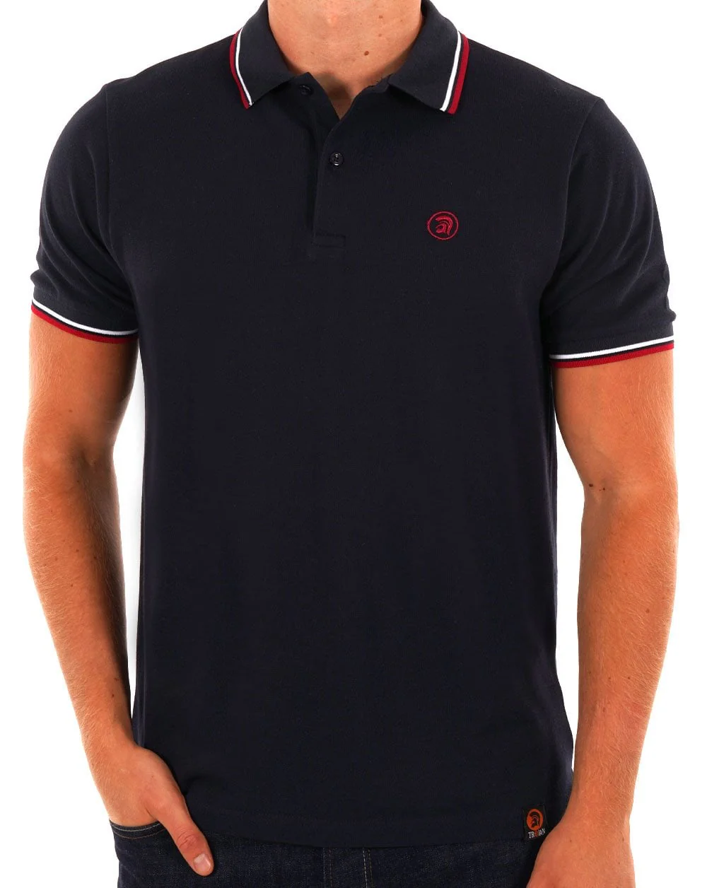 Trojan Twin Tipped Signature Polo Navy - Image 3