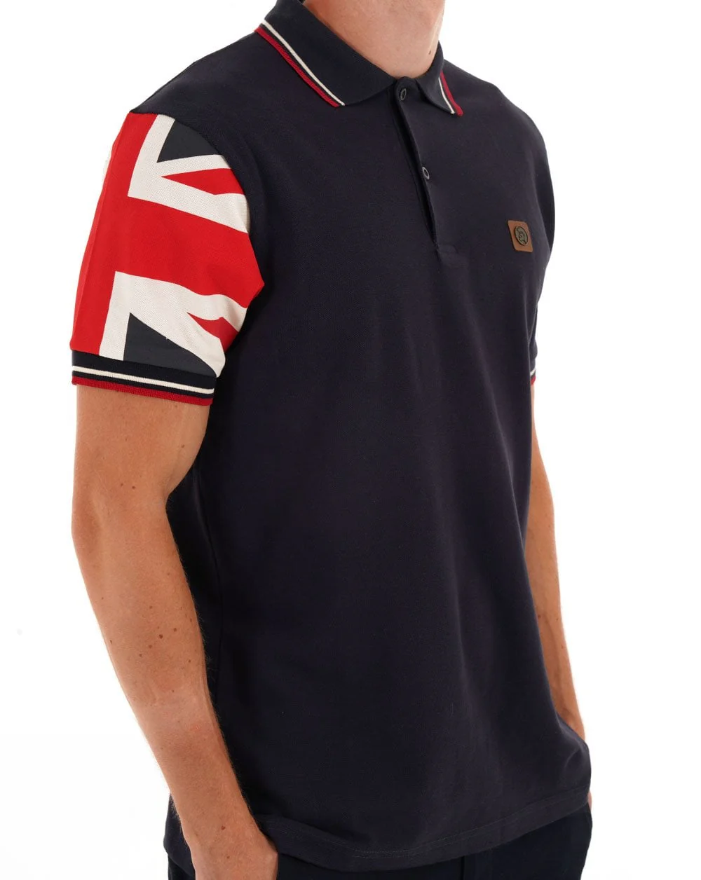 Trojan Union Flag Sleeve Polo Navy - Image 2