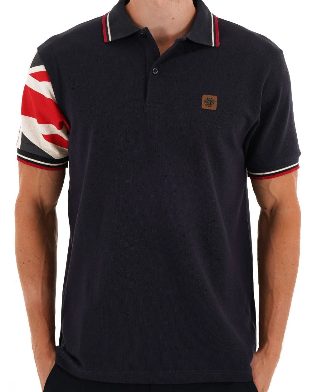 Trojan Union Flag Sleeve Polo Navy - Image 3