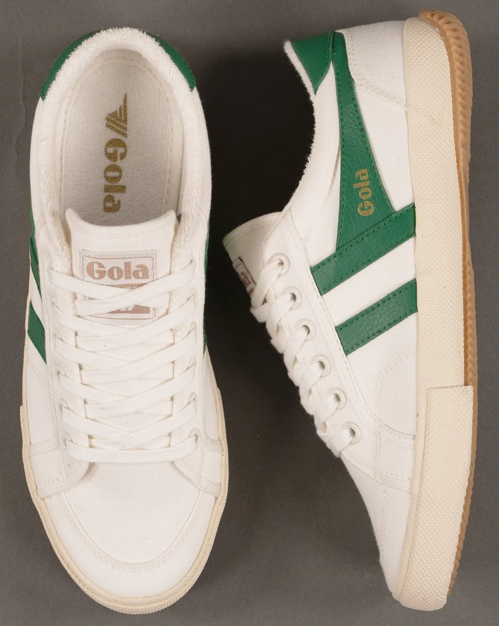 Gola Women's Vegan Plimsoll Trainers Off White / Emerald - Image 4
