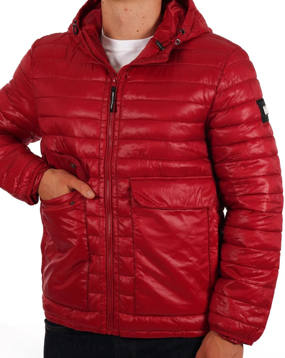 Weekend Offender Browne Quilted Jacket Scarlet - Image 3