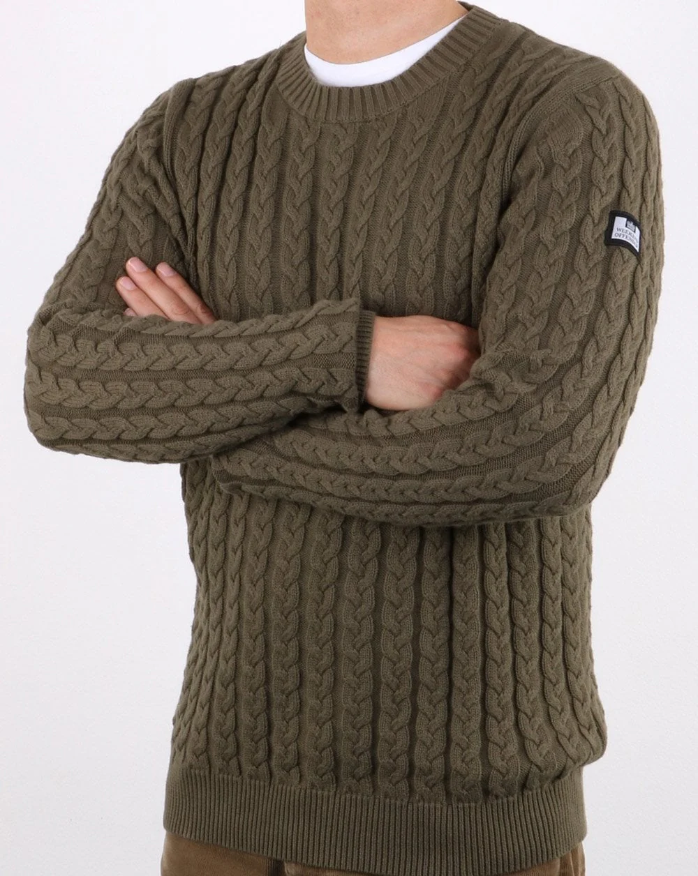 Weekend Offender Cable Jumper Khaki - Image 2