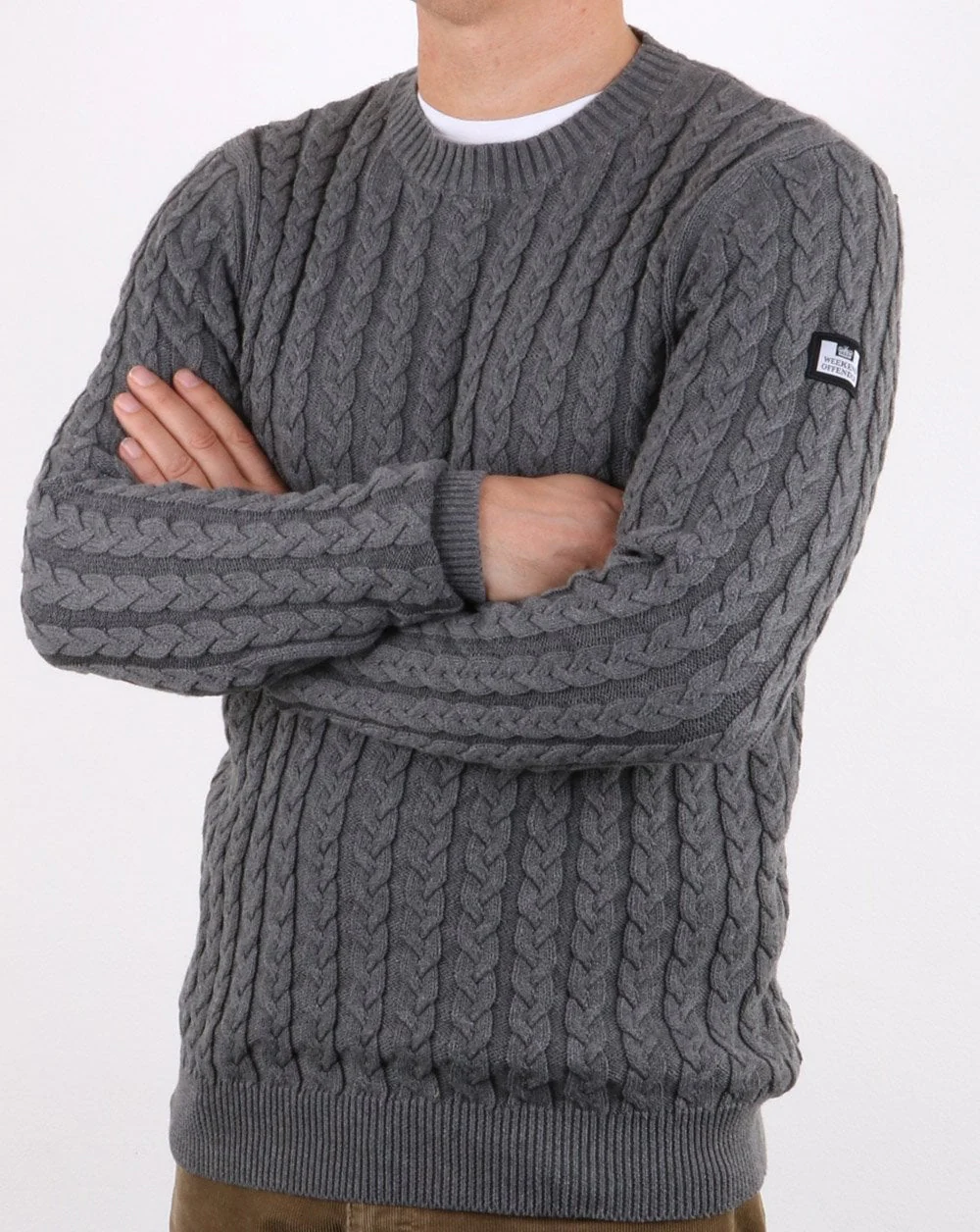 Weekend Offender Cable Jumper Steel Grey - Image 2
