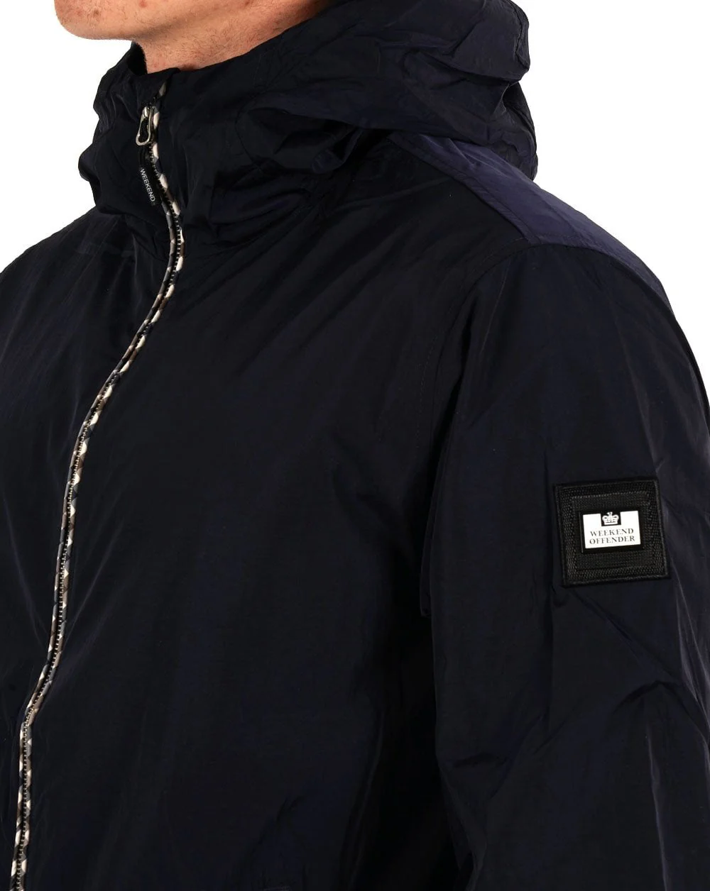 Weekend Offender Campania Check Windbreaker Navy - Image 2