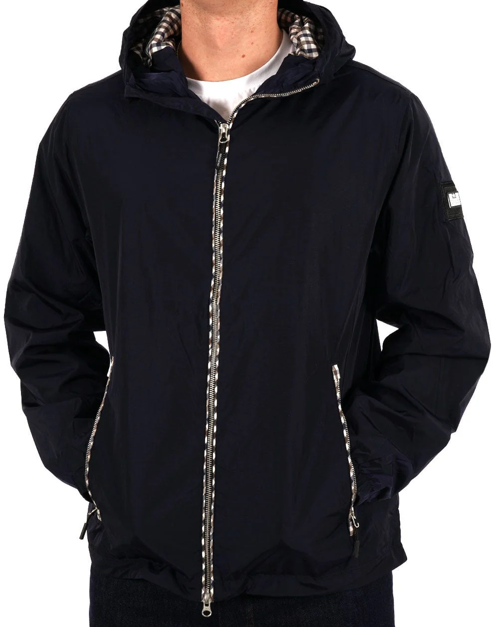 Weekend Offender Campania Check Windbreaker Navy - Image 3