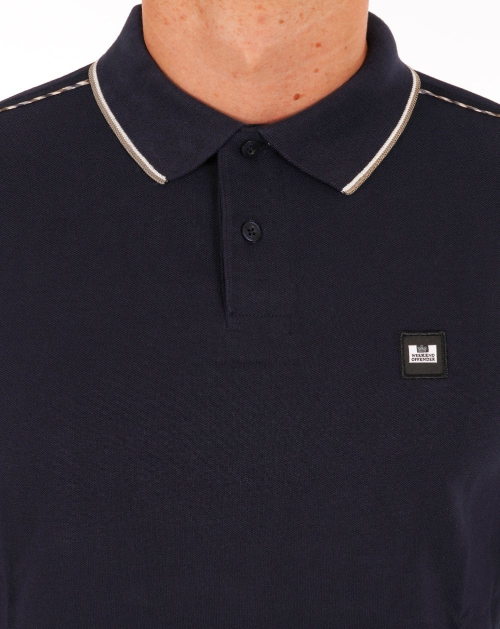 Weekend Offender Carola Long Sleeve Polo Shirt Navy/House Check - Image 2
