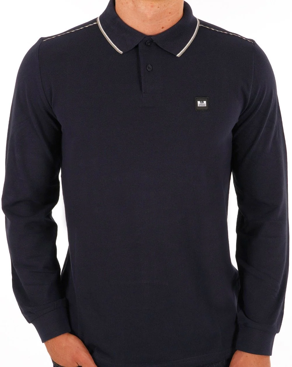 Weekend Offender Carola Long Sleeve Polo Shirt Navy/House Check - Image 3