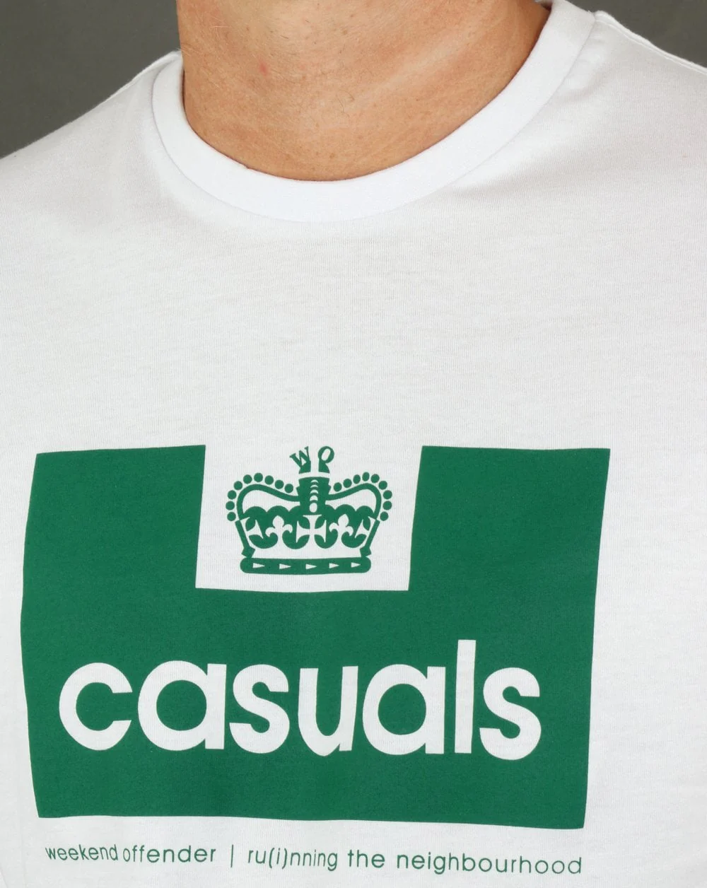 Weekend Offender Casuals T Shirt White/Green - Image 2