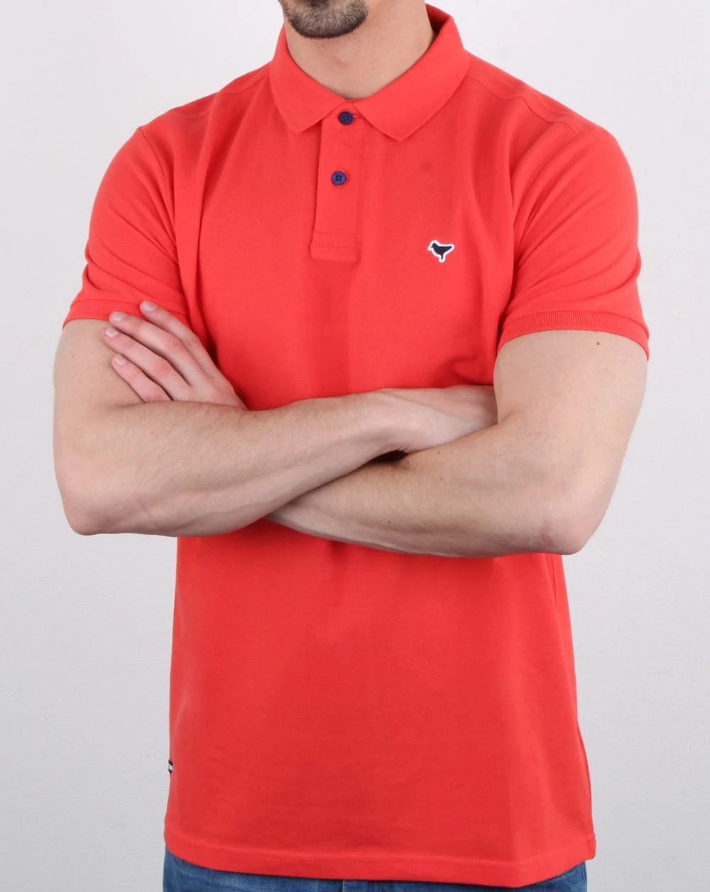 Weekend Offender Dove Polo Shirt Deep Coral - Image 3