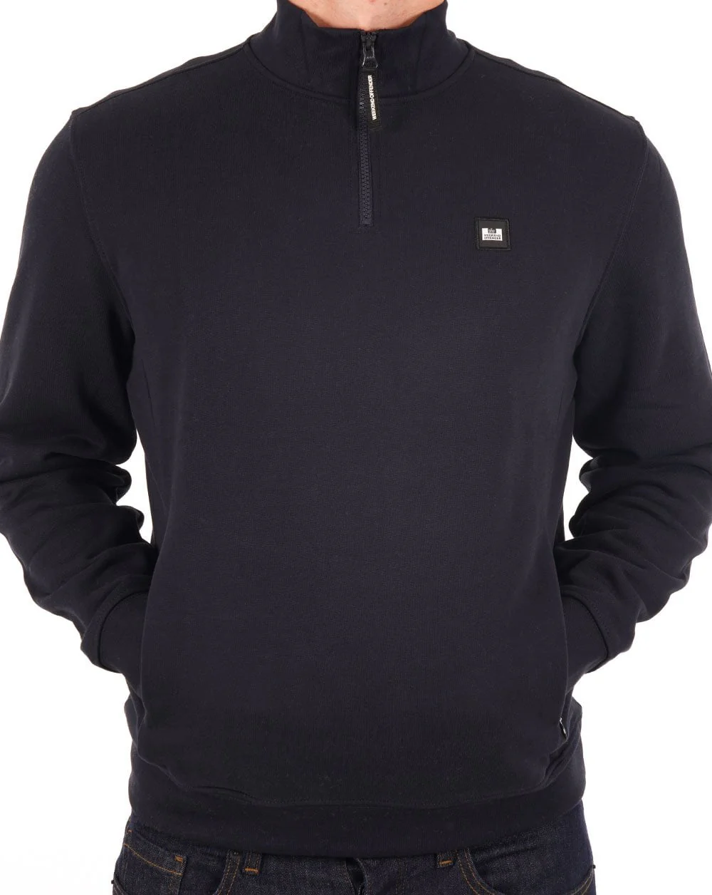 Weekend Offender Farone Quarter Zip Sweatshirt Navy - Image 2