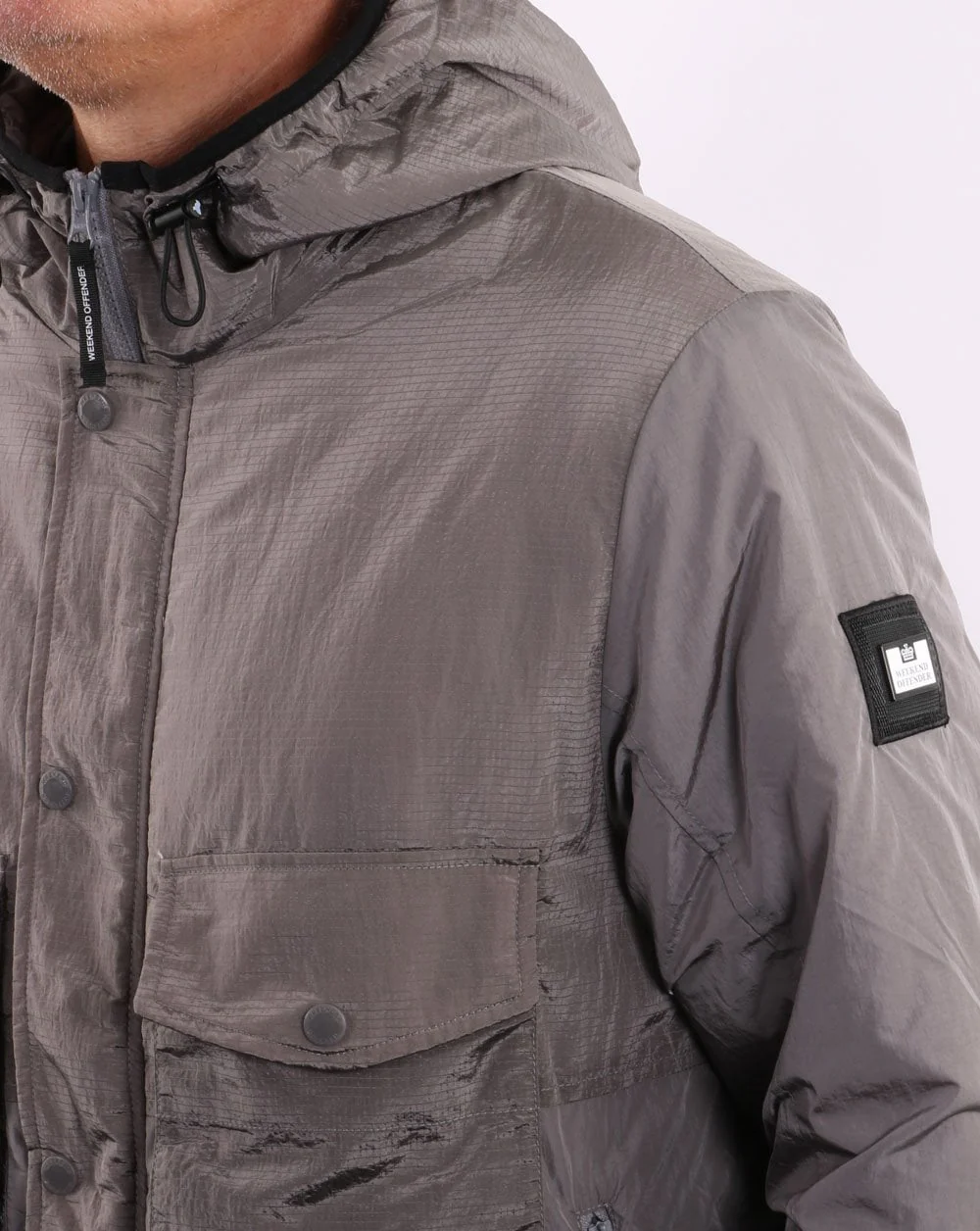 Weekend Offender Garbrndt Hooded Jacket Metallic Grey - Image 5