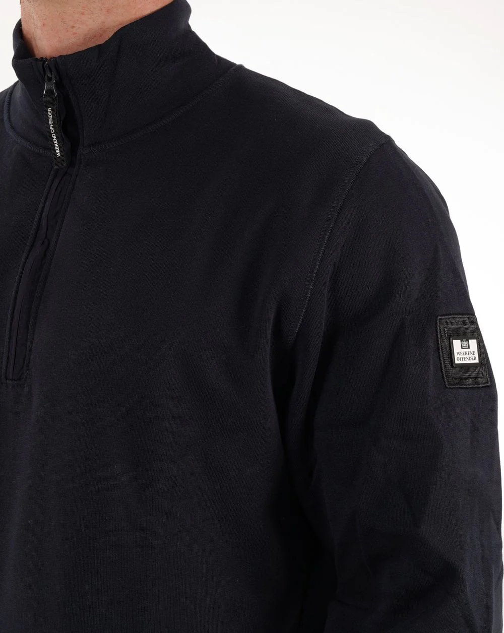 Weekend Offender Kraviz 1/4 Zip Sweatshirt Navy - Image 3
