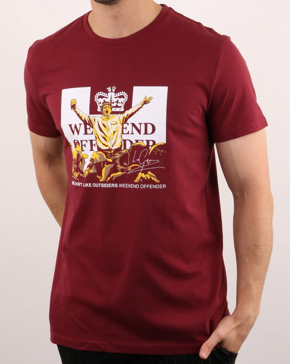 Weekend Offender Leo Gregory T Shirt Claret - Image 2