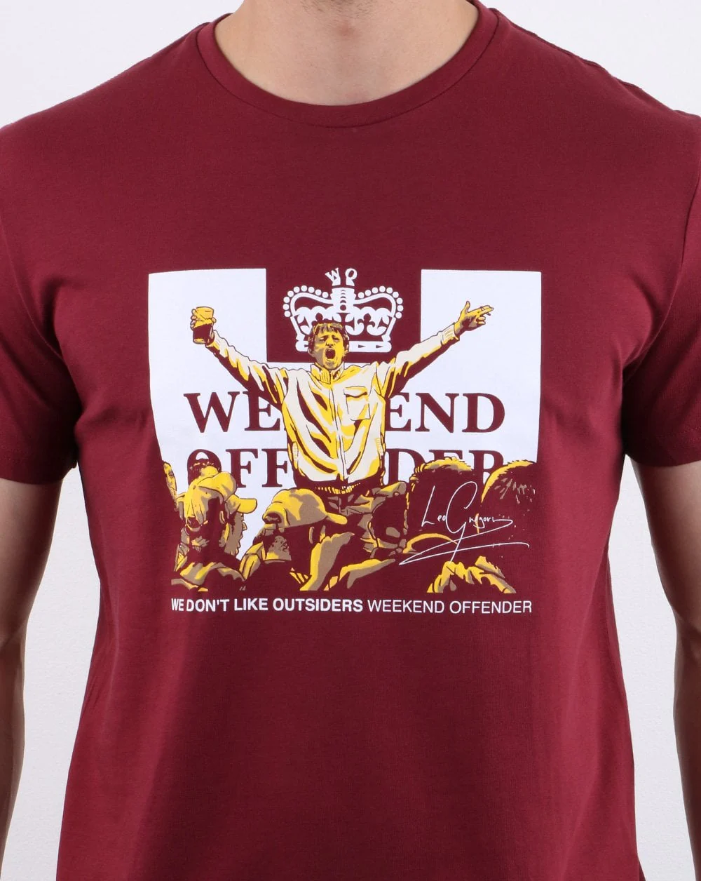 Weekend Offender Leo Gregory T Shirt Claret - Image 3