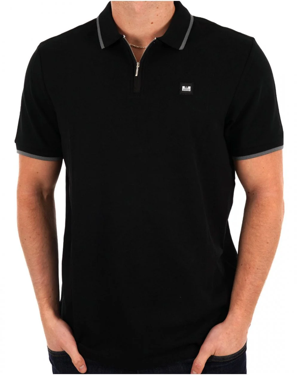 Weekend Offender Monti Zip Polo Black - Image 3
