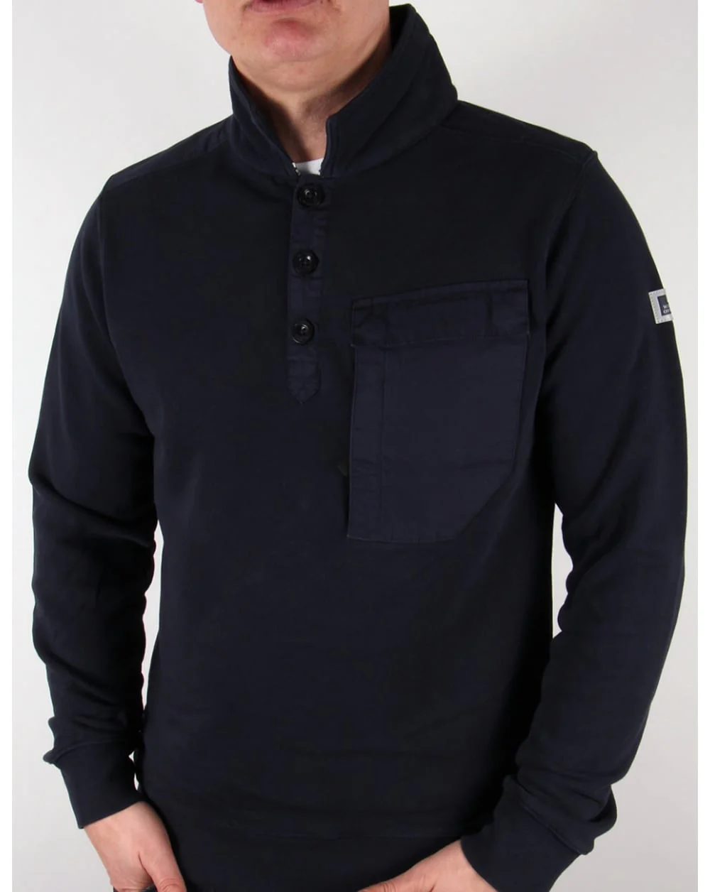 Weekend Offender Niko Collared Sweat Navy - Image 4