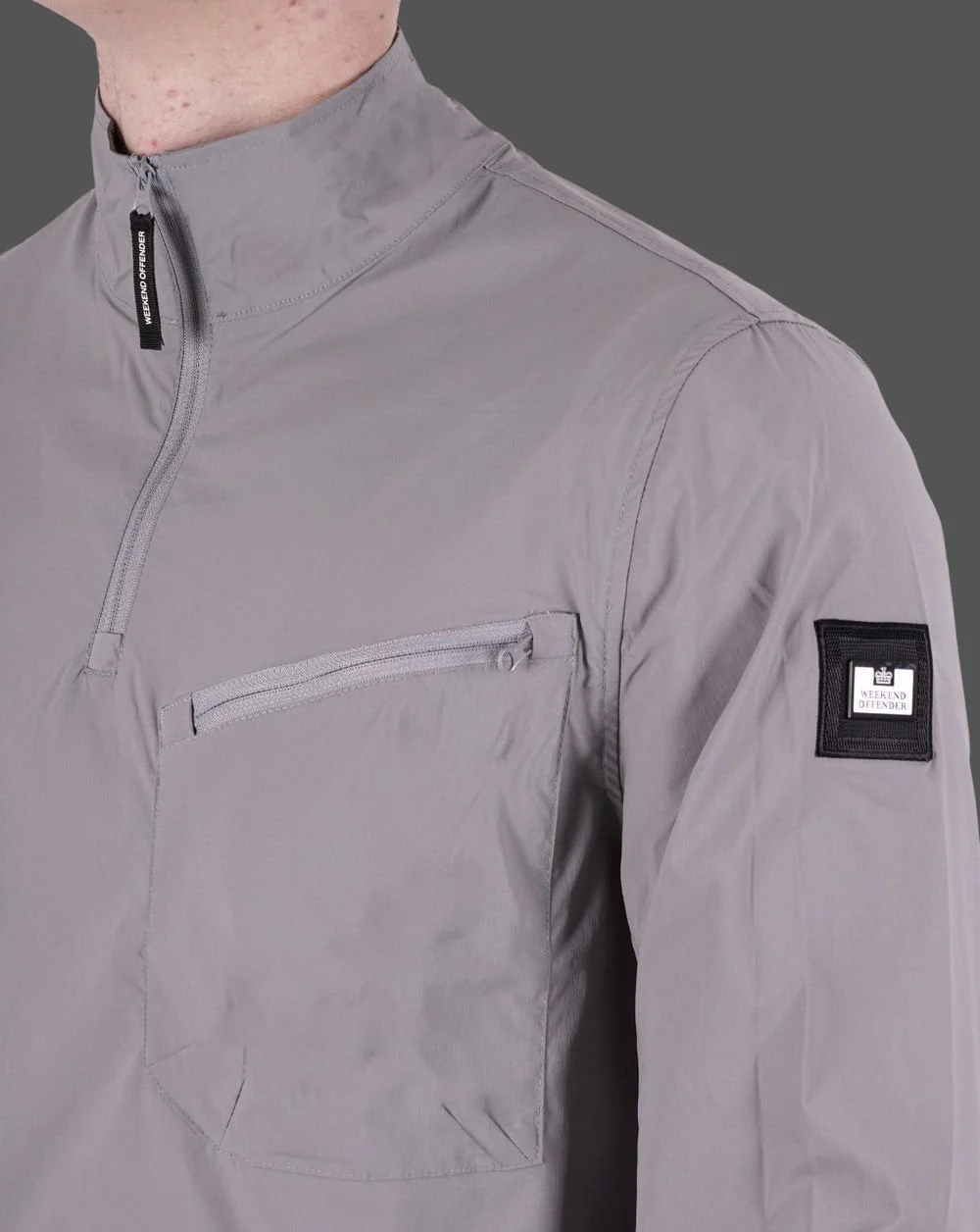 Weekend Offender Nunez 1/4 Zip Top Smoke Grey - Image 3