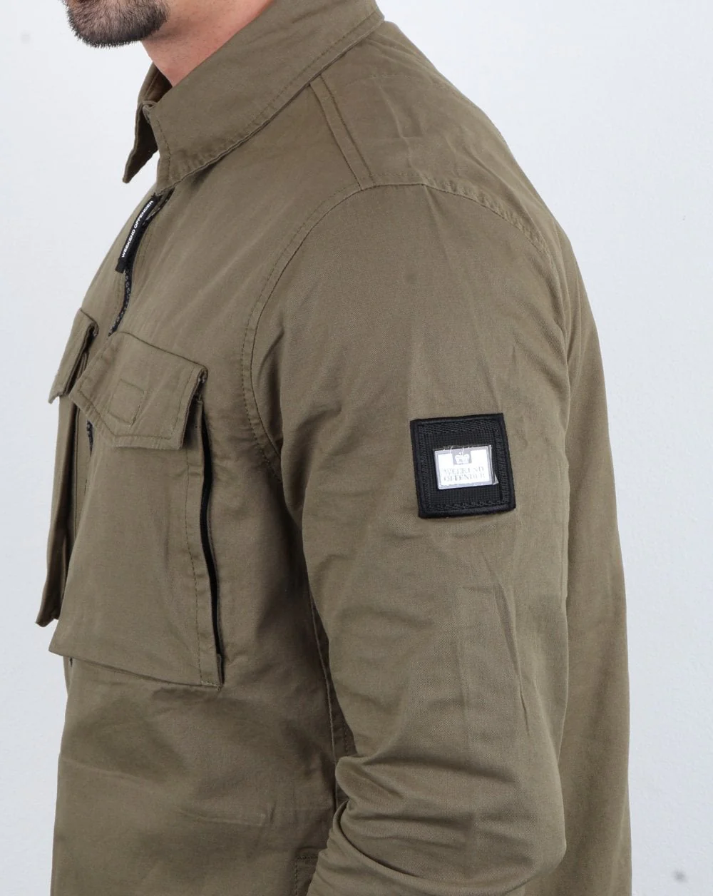 Weekend Offender Overshirt Zip Jacket Khaki - Image 3