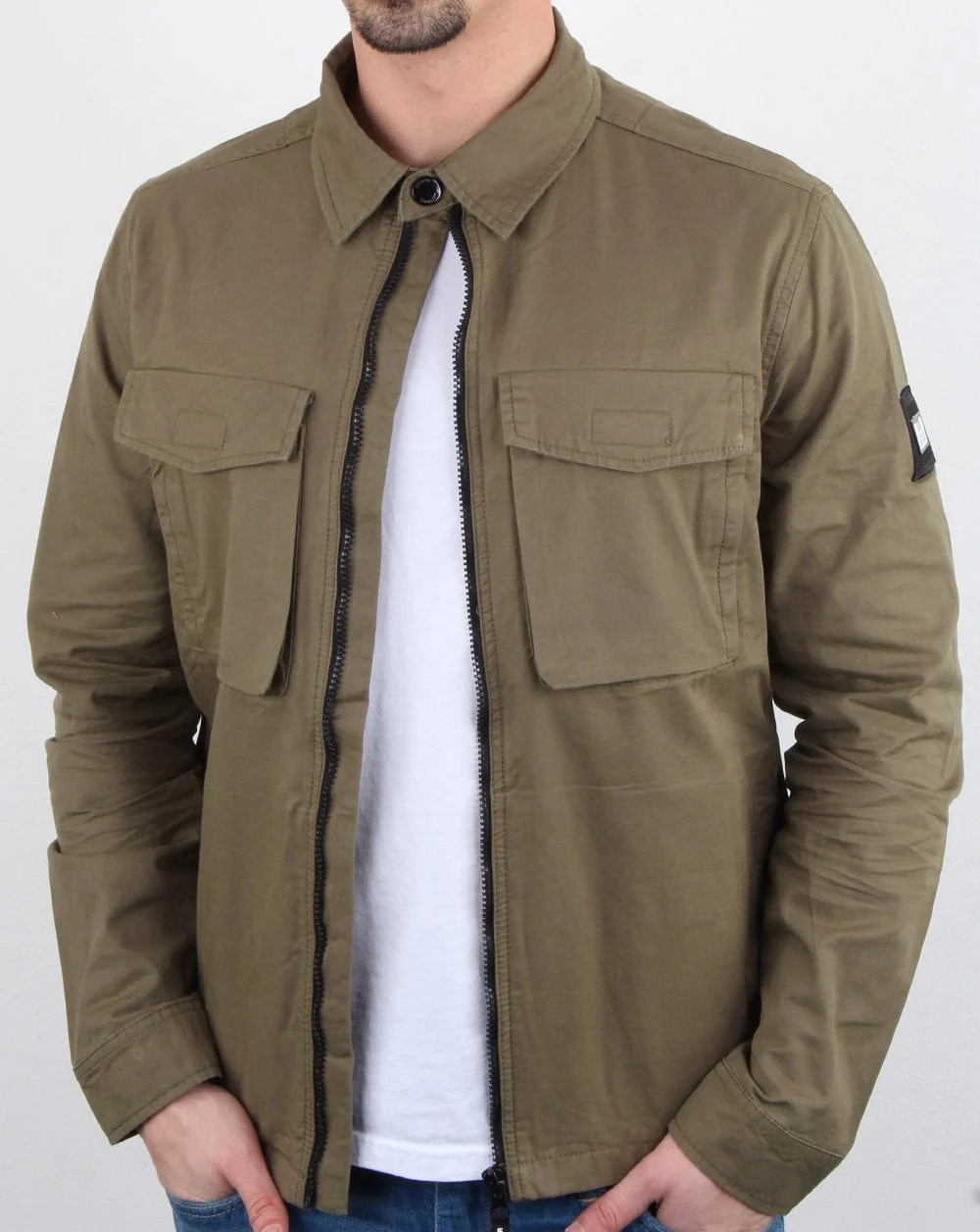 Weekend Offender Overshirt Zip Jacket Khaki - Image 4