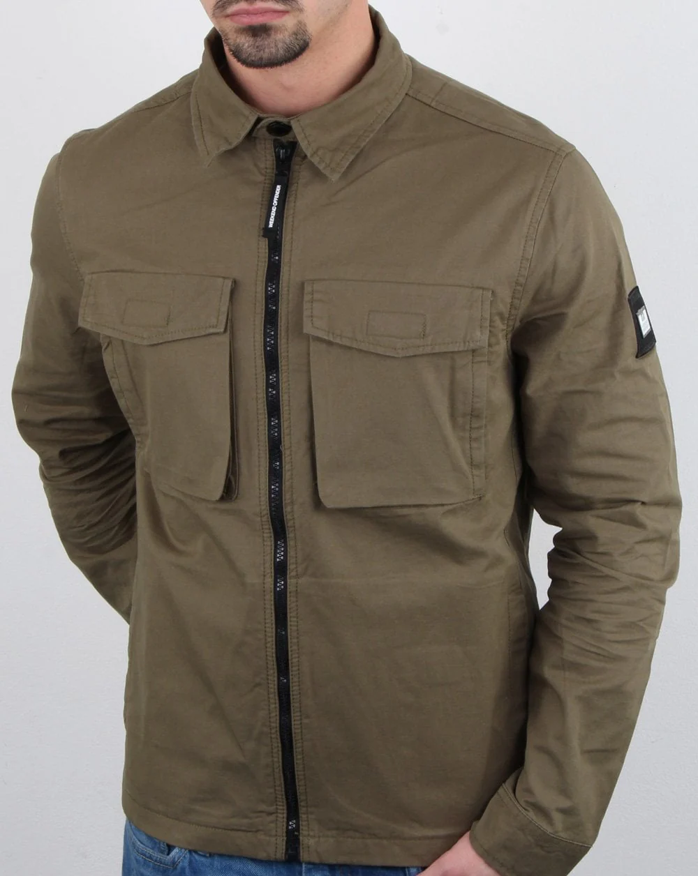 Weekend Offender Overshirt Zip Jacket Khaki - Image 6