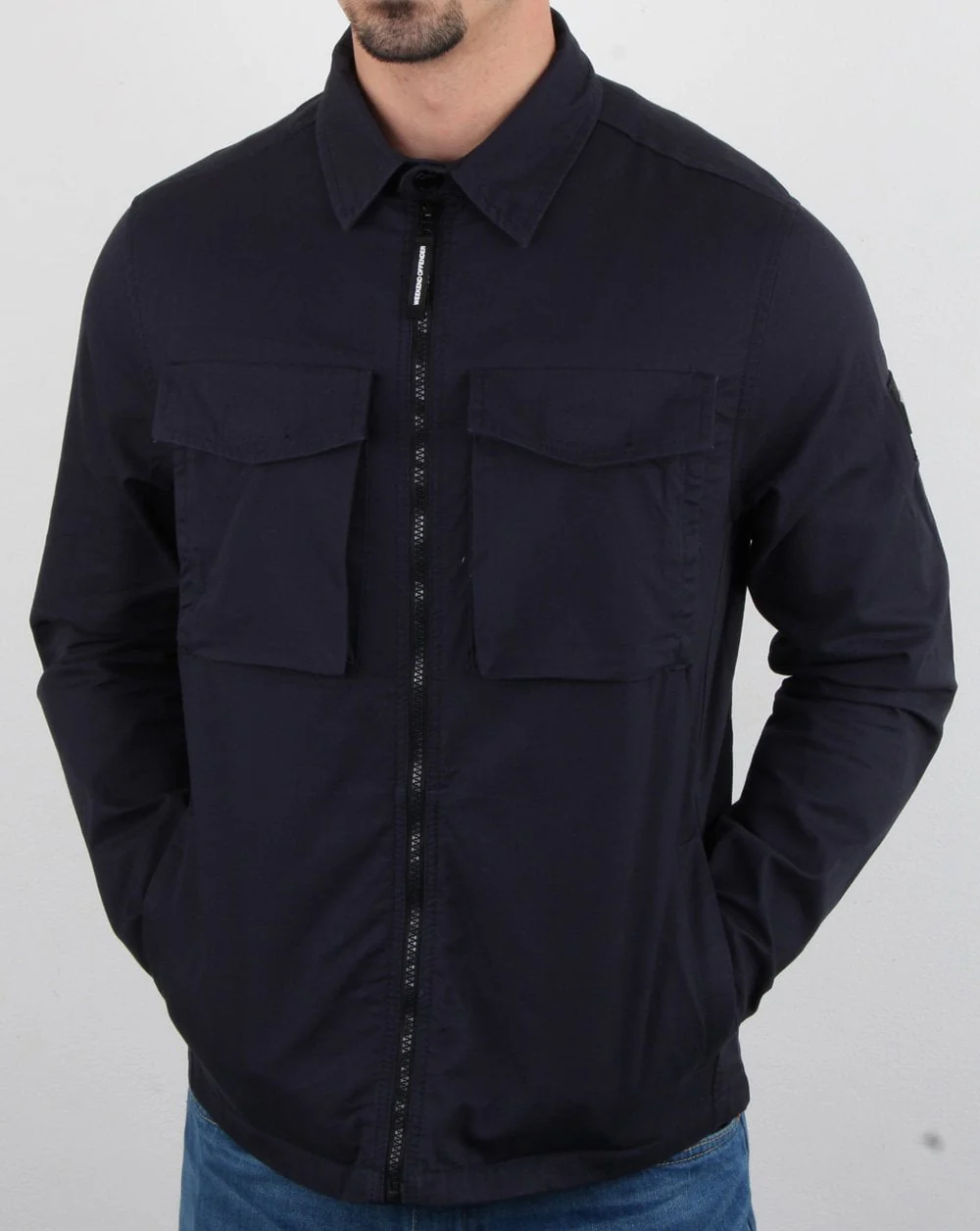 Weekend Offender Overshirt Zip Jacket Navy - Image 3