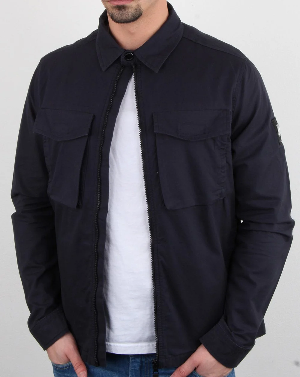 Weekend Offender Overshirt Zip Jacket Navy - Image 5