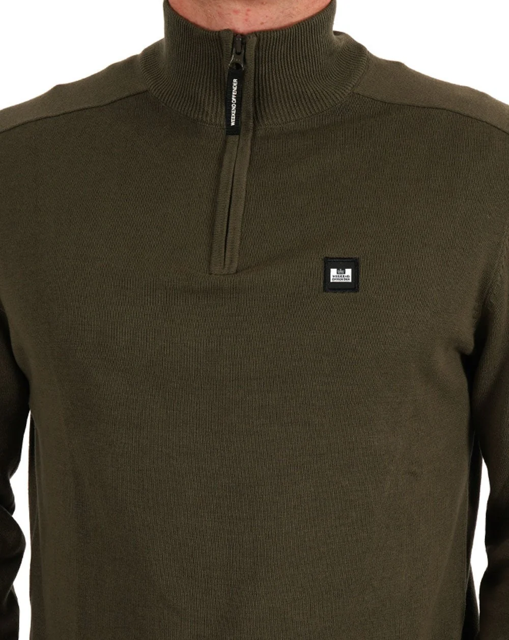 Weekend Offender Pierre 1/4 Zip Knit Khaki Green - Image 2