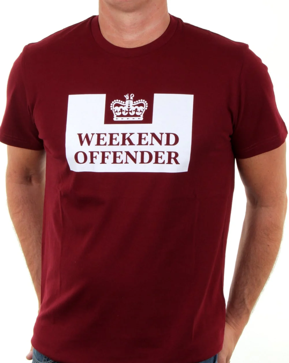 Weekend Offender Prison T Shirt Burgundy - Image 3