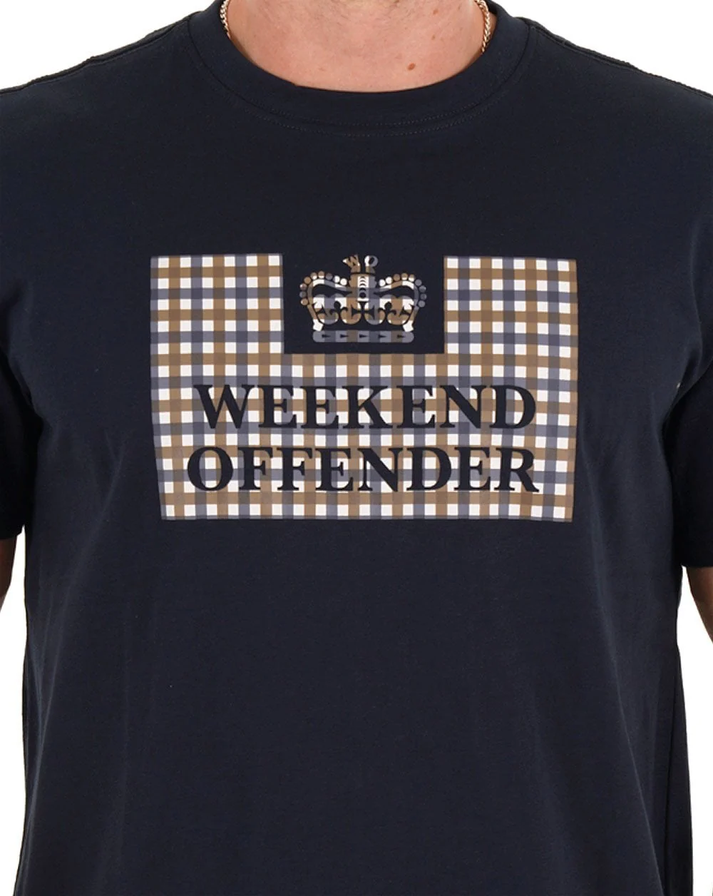 Weekend Offender Prison T-shirt Navy/Check - Image 2