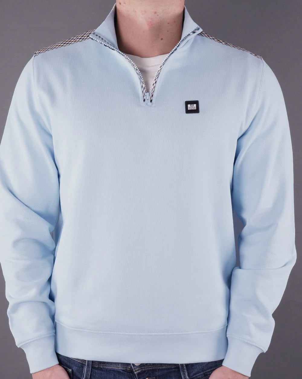Weekend Offender Quarter Zip sweat Sky Blue - Image 3