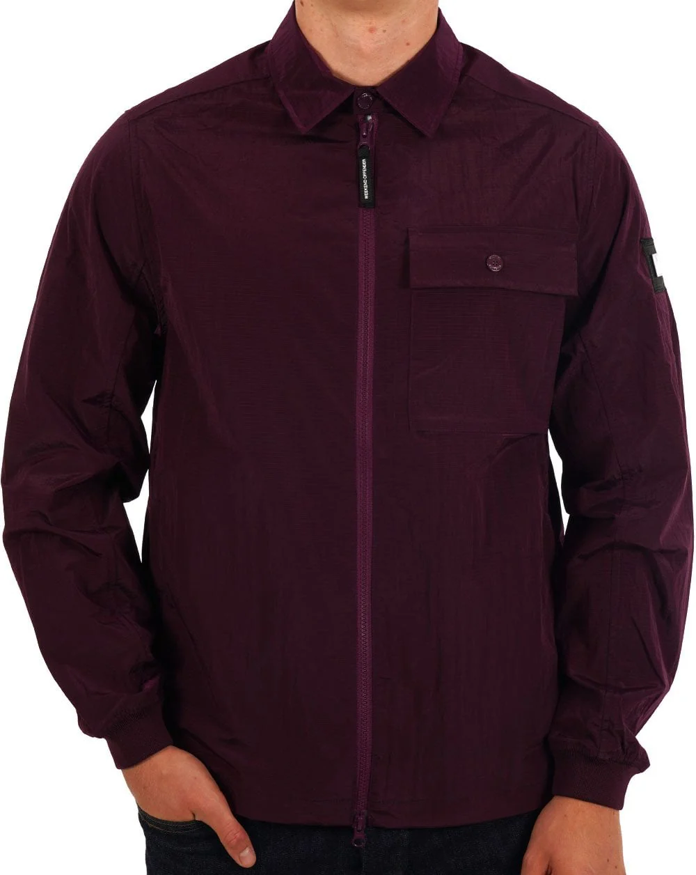Weekend Offender Shimmer Nylon Overshirt Magenta - Image 4
