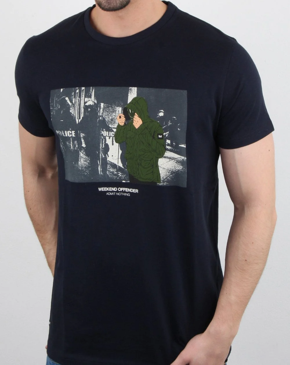Weekend Offender Smiley T-shirt Navy - Image 3