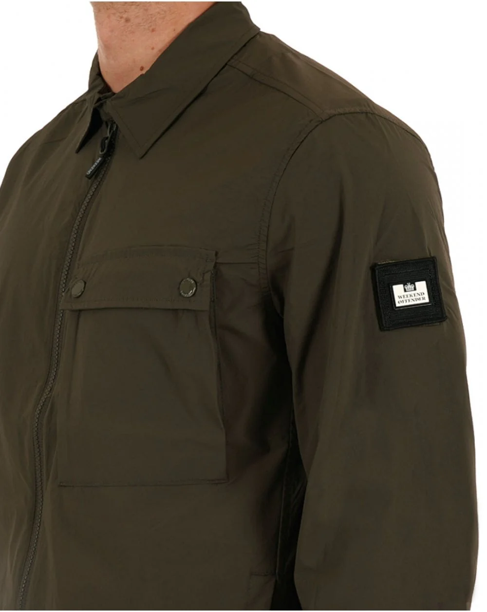 Weekend Offender Southbank Overshirt Khaki Green - Image 2