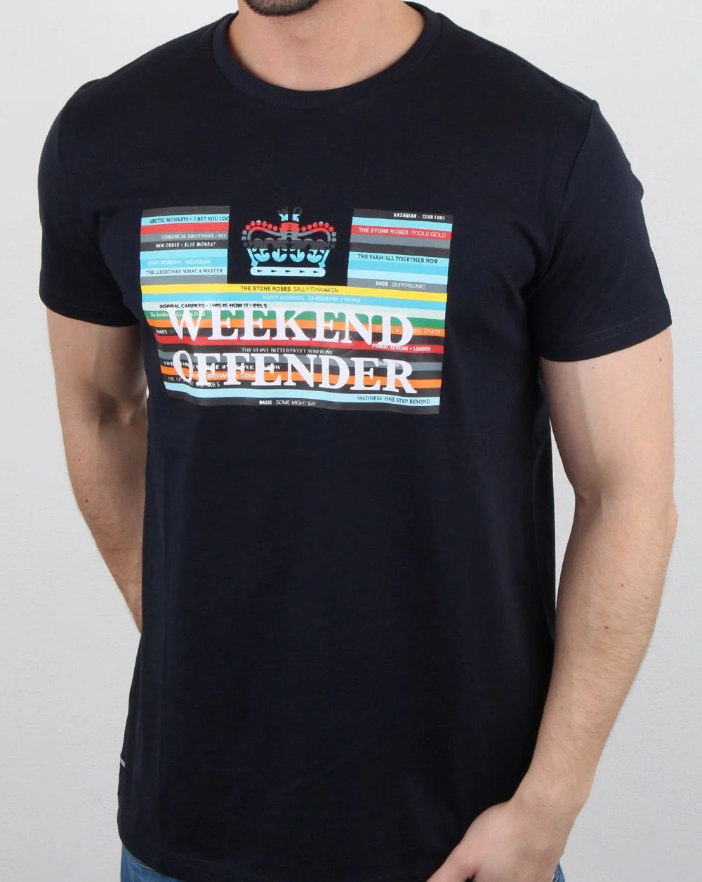 Weekend Offender Spines T-shirt Navy - Image 3