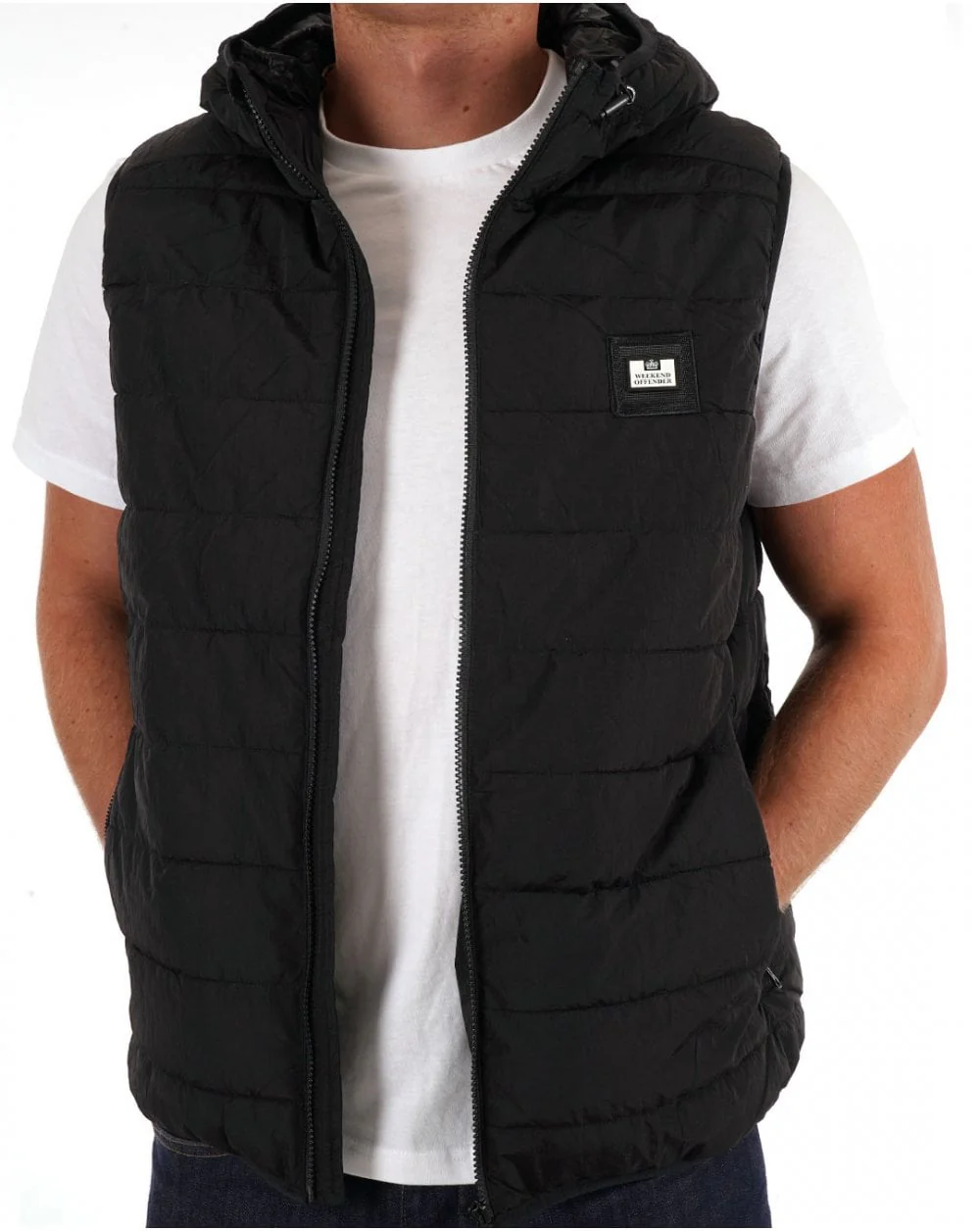 Weekend Offender Toronto Hooded Gilet Black - Image 4